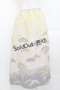 画像2: WONDERFUL WORLD / 和柄スカート  グリーン I-25-10-29-093-LO-SK-SA-ZI