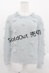 INGEBORG / フラワーモチーフ長袖ニット  サックス I-25-10-29-014-LO-TO-SA-ZI