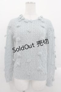 INGEBORG / フラワーモチーフ長袖ニット  サックス I-25-10-29-014-LO-TO-SA-ZI