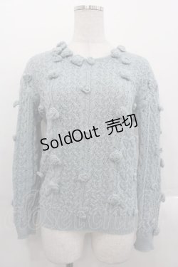 画像1: INGEBORG / フラワーモチーフ長袖ニット  サックス I-25-10-29-014-LO-TO-SA-ZI