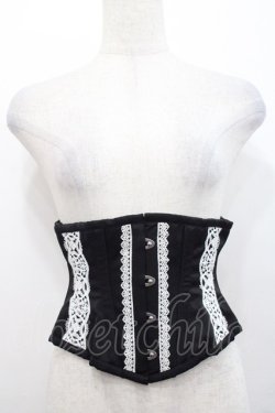 画像1: abilletage / nobleレースミニショートコルセット 4 黒X白 I-25-10-29-098-GO-ZA-SA-ZI