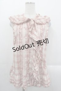 PINK HOUSE / ウサギの耳付きオリジナルチェックフードベスト  ピンクチェック I-25-10-29-015-LO-TO-SA-ZI