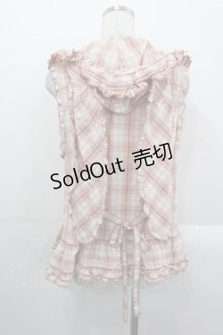 画像2: PINK HOUSE / ウサギの耳付きオリジナルチェックフードベスト  ピンクチェック I-25-10-29-015-LO-TO-SA-ZI