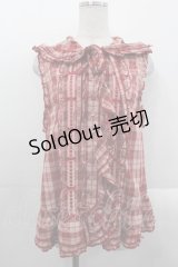 PINK HOUSE / ウサギの耳付きオリジナルチェックフードベスト  赤チェック I-25-10-29-016-LO-TO-SA-ZI