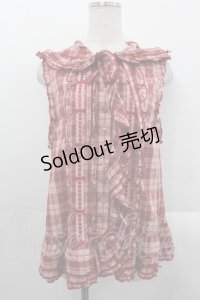 PINK HOUSE / ウサギの耳付きオリジナルチェックフードベスト  赤チェック I-25-10-29-016-LO-TO-SA-ZI