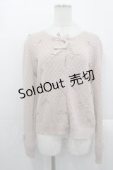 PINK HOUSE / リボンいっぱい透かし編みカーディガン  ピンク I-25-10-29-017-LO-TO-SA-ZI