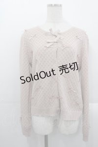 PINK HOUSE / リボンいっぱい透かし編みカーディガン  ピンク I-25-10-29-017-LO-TO-SA-ZI