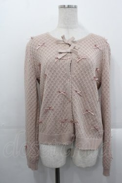 画像1: PINK HOUSE / リボンいっぱい透かし編みカーディガン  ピンク I-25-10-29-017-LO-TO-SA-ZI