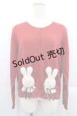 PINK HOUSE / クッキーラビッツモチーフニットカーディガン  赤 I-25-10-29-019-LO-TO-SA-ZI