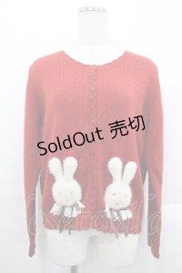 PINK HOUSE / クッキーラビッツモチーフニットカーディガン  赤 I-25-10-29-019-LO-TO-SA-ZI