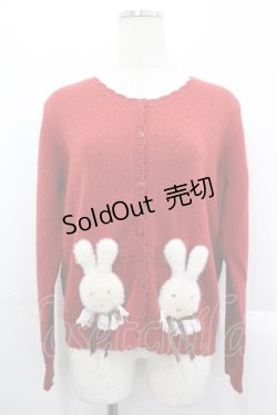 画像1: PINK HOUSE / クッキーラビッツモチーフニットカーディガン  赤 I-25-10-29-019-LO-TO-SA-ZI