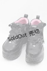 YOSUKE / 編み上げ厚底シューズ 22.5CM 黒 I-25-10-29-123-PU-SH-SA-ZI