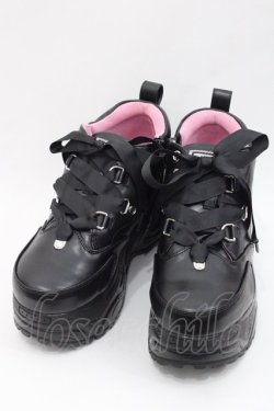 画像1: YOSUKE / 編み上げ厚底シューズ 22.5CM 黒 I-25-10-29-123-PU-SH-SA-ZI