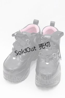 画像1: YOSUKE / 編み上げ厚底シューズ 22.5CM 黒 I-25-10-29-123-PU-SH-SA-ZI