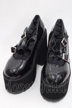 画像1: MA*RS / ダブルベルト厚底シューズ SS 黒 I-25-10-29-124-EL-SH-SA-ZI