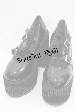 画像1: MA*RS / ダブルベルト厚底シューズ SS 黒 I-25-10-29-124-EL-SH-SA-ZI