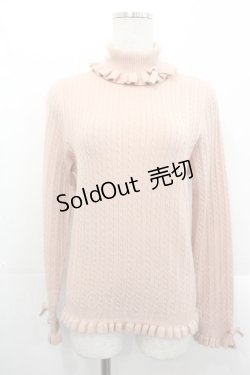 画像1: PINK HOUSE / リボンモチーフ付きタートルニット  ピンク I-25-10-29-020-LO-TO-SA-ZI