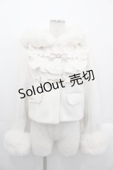 LIZ LISA / ビジューリボンショートフードコート  白 I-25-10-29-022-LO-CO-SA-ZI