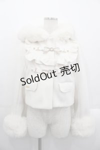 LIZ LISA / ビジューリボンショートフードコート  白 I-25-10-29-022-LO-CO-SA-ZI