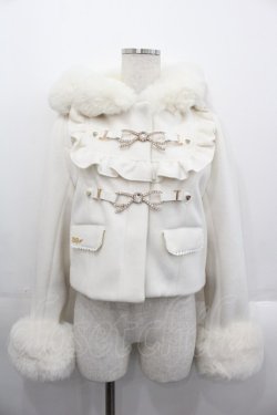 画像1: LIZ LISA / ビジューリボンショートフードコート  白 I-25-10-29-022-LO-CO-SA-ZI