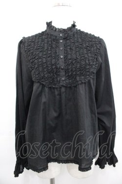 画像1: PINK HOUSE / フリル使いローンブラウス  黒 I-25-10-29-003-LO-BL-SA-ZI