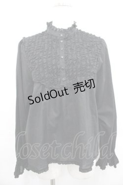 画像1: PINK HOUSE / フリル使いローンブラウス  黒 I-25-10-29-003-LO-BL-SA-ZI