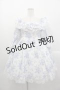 Selkie / フラワープリント長袖ワンピース  白ｘ青 I-25-10-29-028-LO-OP-SA-ZI