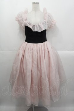 画像1: Selkie / En Pointe Silk Plie Dress S ピンクX黒 I-25-10-29-029-LO-OP-SA-ZI