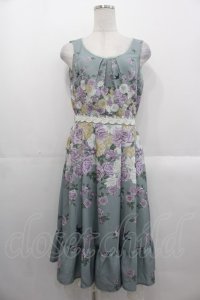 axes femme / 蔓薔薇柄ノースリワンピース  ミント I-25-10-29-033-AX-OP-SA-ZI