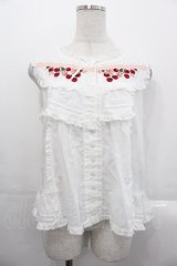 PINK HOUSE / チェリー刺繍使いローンブラウス  白Ｘ赤Ｘピンク I-25-10-29-004-LO-BL-SA-ZI