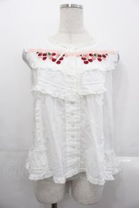 PINK HOUSE / チェリー刺繍使いローンブラウス  白Ｘ赤Ｘピンク I-25-10-29-004-LO-BL-SA-ZI