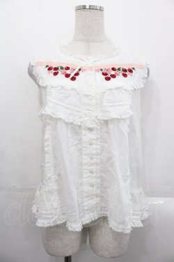 画像1: PINK HOUSE / チェリー刺繍使いローンブラウス  白X赤Xピンク I-25-10-29-004-LO-BL-SA-ZI