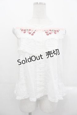 画像1: PINK HOUSE / チェリー刺繍使いローンブラウス  白Ｘ赤Ｘピンク I-25-10-29-004-LO-BL-SA-ZI