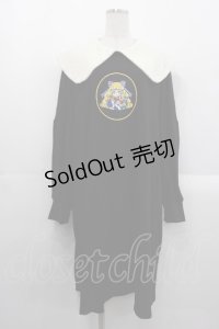 HEIHEI / スウェット刺繍ワンピース  黒Ｘアイボリー I-25-10-29-038-PU-OP-SA-ZI