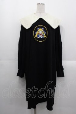 画像1: HEIHEI / スウェット刺繍ワンピース  黒Xアイボリー I-25-10-29-038-PU-OP-SA-ZI