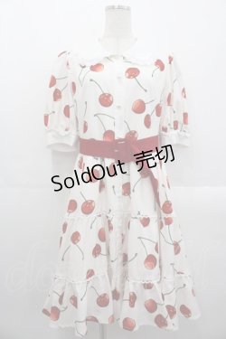 画像1: Lolime / CHERRY POP!ワンピース LL アイボリーＸ赤 I-25-10-29-042-LO-OP-SA-ZI