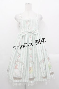 画像1: Le Palais du Miroir（海外ロリータブランド） / 小鳥柄ジャンパースカート  グリーンＸ白 I-25-10-29-044-LO-OP-SA-ZI