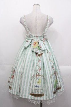 画像2: Le Palais du Miroir(海外ロリータブランド) / 小鳥柄ジャンパースカート  グリーンX白 I-25-10-29-044-LO-OP-SA-ZI