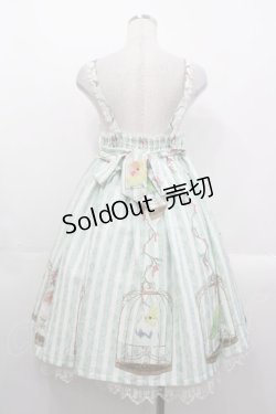 画像2: Le Palais du Miroir（海外ロリータブランド） / 小鳥柄ジャンパースカート  グリーンＸ白 I-25-10-29-044-LO-OP-SA-ZI