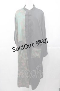 IRO+IRO / チャイナ切替ワンピース  黒Ｘグリーン I-25-11-04-050-LO-OP-SA-ZI