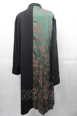 画像2: IRO+IRO / チャイナ切替ワンピース  黒Ｘグリーン I-25-11-04-050-LO-OP-SA-ZI