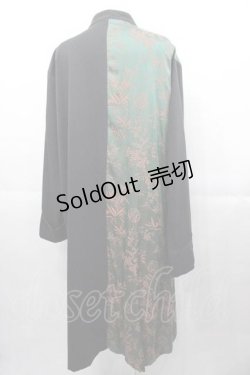 画像2: IRO+IRO / チャイナ切替ワンピース  黒Ｘグリーン I-25-11-04-050-LO-OP-SA-ZI