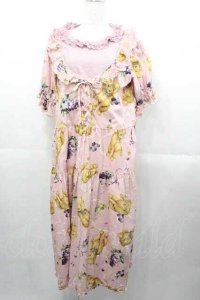 PINK HOUSE / クマ葡萄プリントミディワンピース  ピンク I-25-11-04-052-LO-OP-SA-ZI