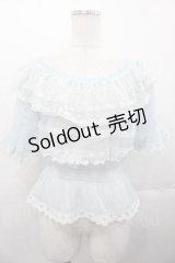 LIZ LISA / チュールレース半袖ブラウス  サックスＸ白 I-25-11-04-006-LO-BL-SA-ZI