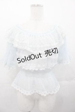 画像1: LIZ LISA / チュールレース半袖ブラウス  サックスＸ白 I-25-11-04-006-LO-BL-SA-ZI