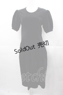 画像1: INGEBORG / 別珍半袖ワンピース  黒 I-25-11-04-054-LO-OP-SA-ZI