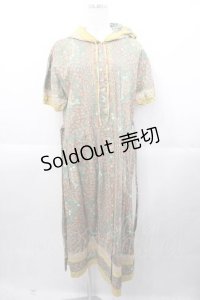 PINK HOUSE / イチゴ&ギンガム切替フード付き半袖ワンピース  グリーン I-25-11-04-055-LO-OP-SA-ZI