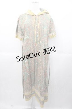 画像1: PINK HOUSE / イチゴ&ギンガム切替フード付き半袖ワンピース  グリーン I-25-11-04-055-LO-OP-SA-ZI