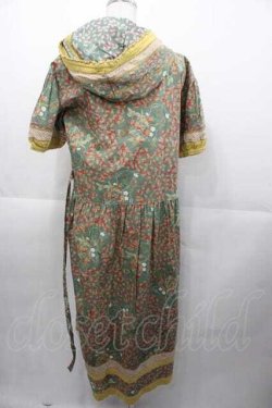 画像2: PINK HOUSE / イチゴ&ギンガム切替フード付き半袖ワンピース  グリーン I-25-11-04-055-LO-OP-SA-ZI