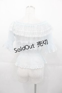 画像2: LIZ LISA / チュールレース半袖ブラウス  サックスＸ白 I-25-11-04-006-LO-BL-SA-ZI
